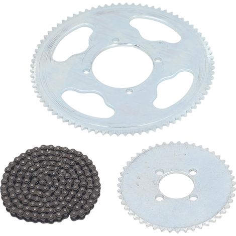 Pignon avant 25 trous 47 dents, pignon arrière 25 trous 80 dents, chaîne 146 maillons pour moto tout-terrain, quad et mini-moto 47cc/49cc (1/5)
