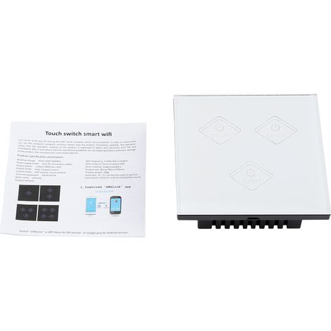 Interrupteur Intelligent Sans Fil 3 Voies - Panneau À Toucher En Verre Trempé - Compatible Alexa Google Home - 90-250 V CA - Pour Éclairage Intérieur (1/5)