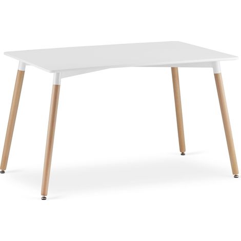 Tavolo da pranzo ADRIA scandinavo bianco e faggio 120x80 cm (1/5)