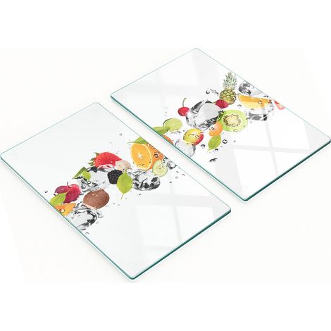 Planches décoratives multifonctions en verre pour la cuisine, fruits et eau, 2 x 30 x 52 cm (1/5)