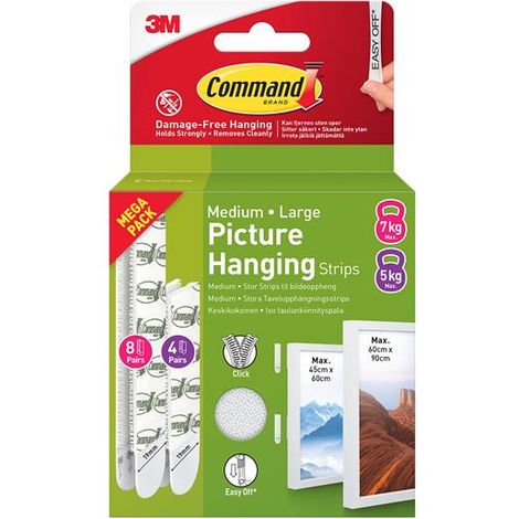 Command 7100336379 Picture Hanging Strips Medium & Large Value Pack COM17209WHI