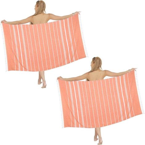 Lot de 2 serviettes de plage extra larges (90 x 180 cm), serviettes turques à séchage rapide (1/5)