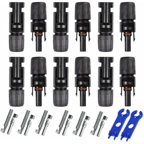 6 Paar MC4 Stecker/Buchse mit doppelter, wasserdichter Dichtung, Solarmodul-Kabelverbinder (1/4)