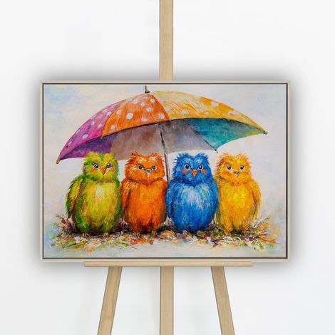 Gemälde Bunte Vögel Rahmen Beige 70x50 cm (1/5)