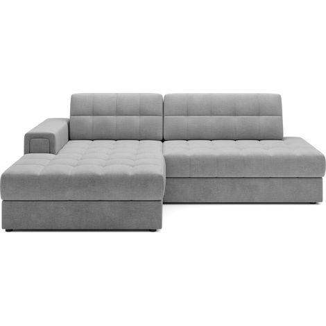 Canapé d'angle convertible CUBITO gris 240 cm avec coffre de rangement angle gauche (1/5)