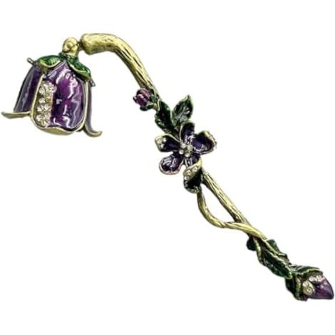 Éteignoir à Bougie Vintage avec Long Manche 17 cm, Extincteur de Bougie Accessoire Décoratif, Outil pour Éteindre Les Bougies en Sécurité, Fleur Violette, Cadeau Décoration Maison (1/4)