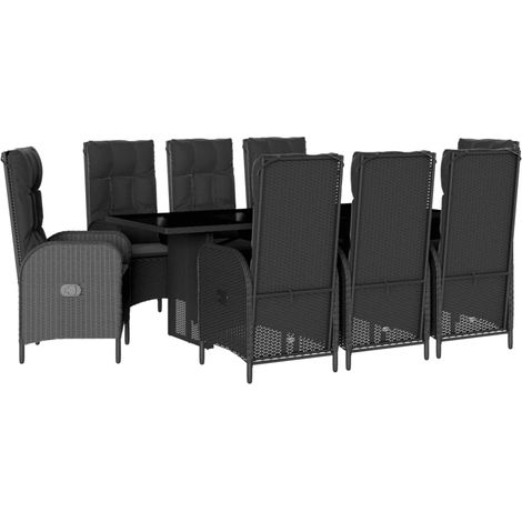 Maison Exclusive - 9-tlg. Garten-Essgruppe mit Kissen Schwarz Pol (1/5)