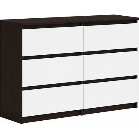 Kommode Bella 6 Wenge Weiß 138 cm 6 Schubladen Sideboard (1/5)
