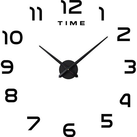 Reloj de pared silencioso sin marco grande para armar, reloj de pared con espejo 3D, decoración para el hogar y la oficina (negro) (1/3)