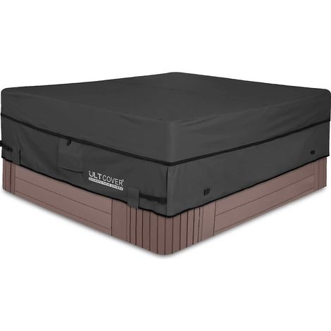 Wasserdichte quadratische Abdeckung aus 600D Polyester für Outdoor-Whirlpools, 193 x 193 cm, schwarz.