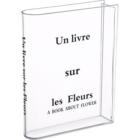 Transparente Acrylvase in Buchform, tulpenförmige Buchvase, Dekoration für Schlafzimmer, Wohnzimmer, Büro