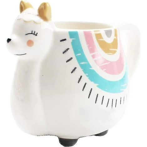 3D-Alpaka-Lama-Kaffeebecher mit handbedruckten Motiven, niedlicher handgefertigter Keramikbecher, Geburtstagsgeschenk für Mädchen.