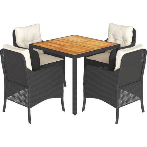Maison Exclusive - 5-tlg. Garten-Essgruppe mit Kissen Schwarz Pol (1/5)