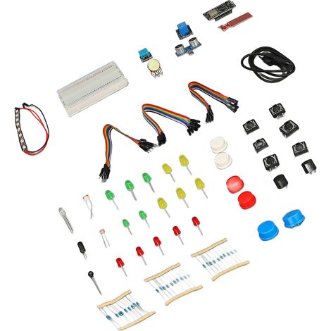 Kit de démarrage ESP8266 pour l'Internet des objets : carte de développement, résistances, diodes LED, Wi-Fi, kit d'apprentissage pour le bricolage. (1/5)