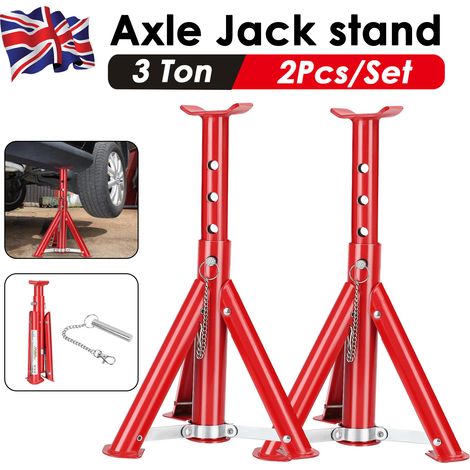 Trintion 2Pcs Heavy-Duty Folding Axle Jack Stands 3 Tons Steel Floor Support Stands for Vehicle Maintenance and Repairs (1/5)