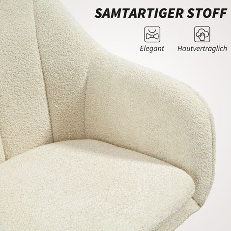 Bürostuhl mit geschwungener Rückenlehne und Bezug aus schneeweißem Flanellstoff, beige. (1/5)