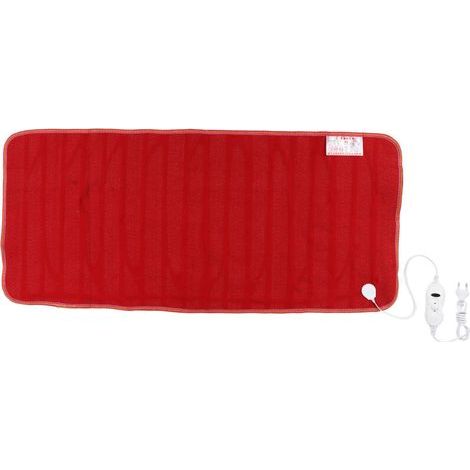 Coussin chauffant électrique 145 x 65 cm – Fibre synthétique douce et confortable, couleur rouge, prise UE 220 V (1/5)