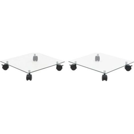 Support carré pour plantes Furniture Limited – 2 pièces en verre trempé, design moderne et résistant (1/4)