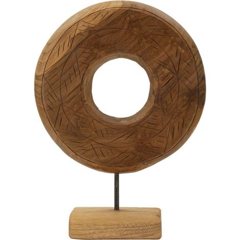 Scultura Dorat disco in teak riciclato pezzo unico misura media