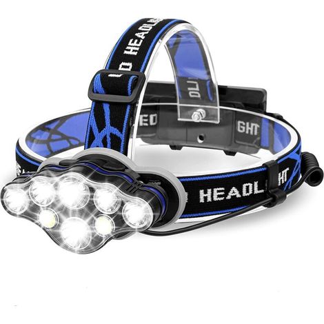 Lampada frontale a LED ultra potente, 20000 lumen, 11 LED, 22 modalità di illuminazione, lampada frontale a LED ricaricabile con sensore di movimento, lampada frontale a LED impermeabile IPX4 per pesc (1/3)