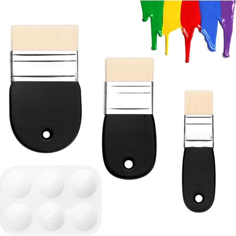Lot de 3 Pinceaux Peinture Acrylique, Pinceau Peinture Plat, Pinceau Aquarelle Pinceaux Peinture Nylon Pinceaux Artiste pour la Peinture Acrylique, la Peinture à l'huile (1/5)