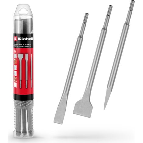 Einhell Set de 3 burins SDS Plus, 250 mm (burin pointu, burin plat de 20 mm de large, burin de bêche de 40 mm de large en acier 40Cr) (1/5)