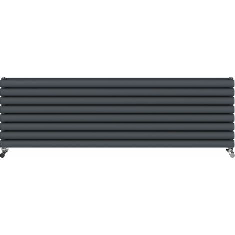 Warmehaus Horizontal Radiator Oval Double Anthracite 472x1600mm (1/5)