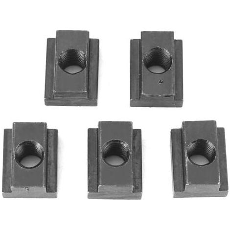 Lot de 5 écrous en T finition oxyde noir filetage M8/10 pour rainures en T dans les tables de machines-outils (M8) (1/4)