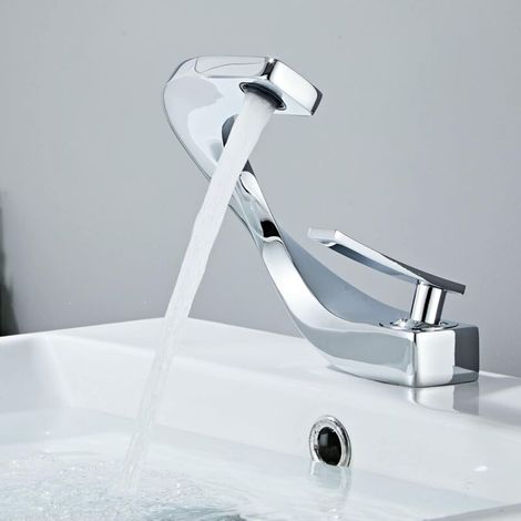ZVD Robinet Salle de Bain , Mitigeur de Lavabo au Design Elégant, Robinetterie Monotrou, Laiton(Chromé) (1/5)