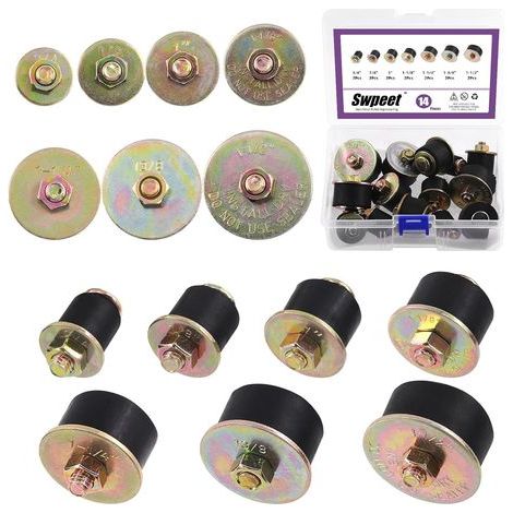 14Pcs 7 tailles de bouchons d'expansion en caoutchouc néoprène Kit 3/4" 7/8" 1" 1-1/8" 1-1/4" 1-3/8" 1-1/2", d'assortiment de bouchons de congélation expansibles