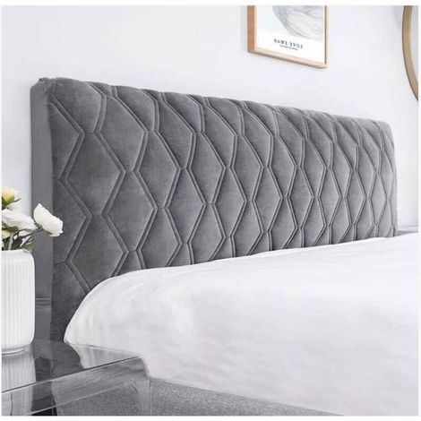 Kopfteilbezug 140, Schutzhülle für Kopfteile mit dehnbaren Seiten, waschbarer, staubdichter Kopfteilbezug (Farbe: Dunkelgrau, Größe: 140 cm)