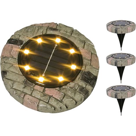 3x LED Solarleuchte Steinoptik warmweiß Gartenleuchte Leuchtstein Gartendeko (1/4)