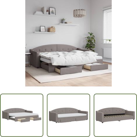 vidaXL Sofa mit Bett - Tagesbett Ausziehbar mit Schubladen Taupe 80x200 cm Stoff (1/5)