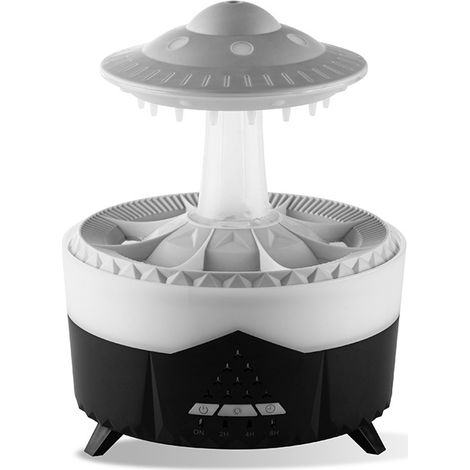Umidificatore RainCloud - Diffusore di aromi - con telecomando - Design UFO - 7 colori - Luce LED per aromaterapia - Suoni di pioggia per un buon sonno notturno (1/5)
