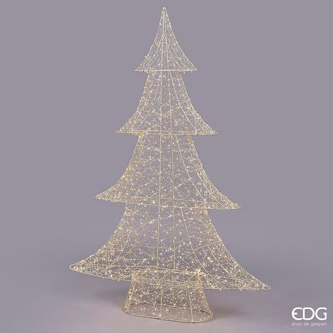 EDG Enzo De Gasperi Albero di Natale Led Pearls 1.440 MicroLed H 150 Cm L 104 Cm L 27 Cm IP44 Light Gold