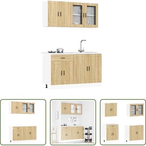 vidaXL Meubles de cuisine en bois -  Ensemble de 4 meubles de cuisine "Porto" en chêne Sonoma (1/5)
