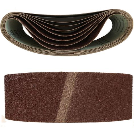 Confezione da 10 nastri abrasivi in tessuto 75 x 457 mm, grana 40 - Nastri abrasivi di alta qualità per levigatrici a nastro, ideali per levigatura grossolana e rimozione di materiale.