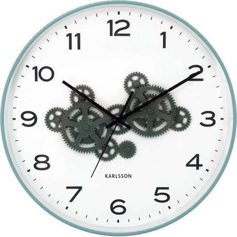 Horloge murale ronde Open Gear Bleu et vert jungle (1/5)