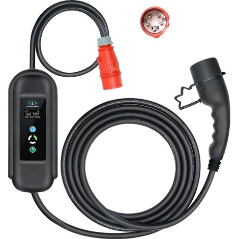 Cargador portátil para vehículos eléctricos, potencia de salida de 11 kW, compatibilidad versátil, color negro. (1/2)