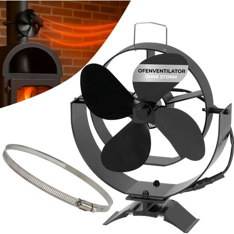 Ventilator Strend Pro, Kamin, mit Rauchrohrbefestigung und Magnet, wärmebetrieben, 4-flügelig, schwarz (1/5)