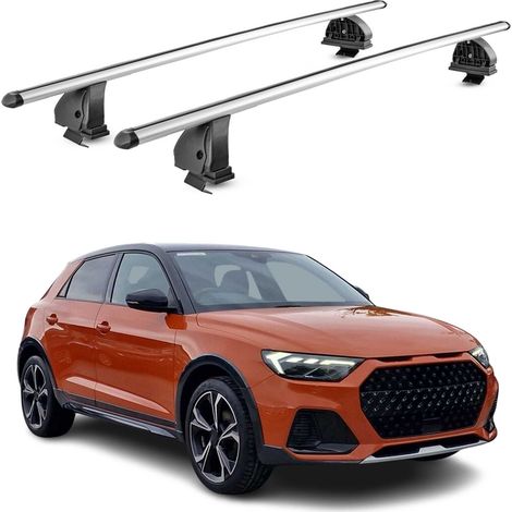OMAC Barres de toit transversales en aluminium pour Audi A1 GB Sportback 2019-2026 – TÜV / DIN 75302:2019 – Antivol inclus – Charge max 75 kg – 2 barres – Gris (1/4)