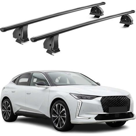 OMAC Barres de toit transversales en acier pour DS 4 2021-2026 – TÜV / DIN 75302:2019 – Antivol inclus – Rainure en T (accessoires) – Charge max 75 kg – 2 barres – Noir (1/4)