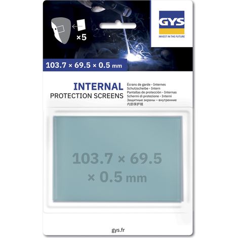 Pack 5 ecrans de Protection Interieurs Incolores GYS - 103.7x69.5x0.5mm - Classe Optique 1 - Masques APOLLO+ ERGOTECH+