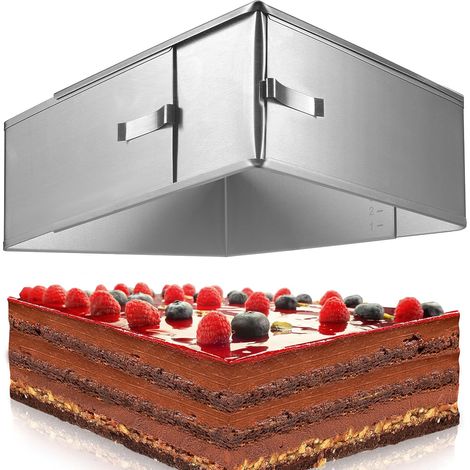 1 Cadre Rectangulaire Réglable, Acier Inoxydable, Hauteur 8cm, Moule Professionnel, Pâtisserie Maison (1/5)