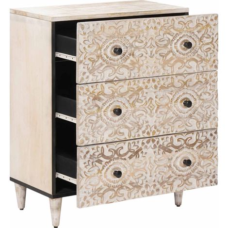 Aufbewahrungs-Sideboard/Anrichte/Buffet Weiß 60 x 33,5 x 75 cm Massivholz Mango LXWW231990 (1/5)