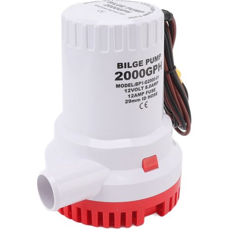 Pompe de cale silencieuse submersible pour bateau, micro-drainage CC pour eaux usées marines, pour bassin et piscine, débit de 2000 GPH, 12 V (1/5)