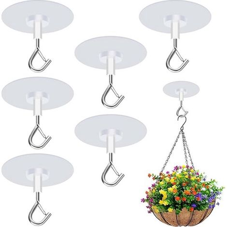 Lot de 6 crochets de plafond autocollants – Sans perçage – Extra résistants – Pour plantes et éclairage décoratif (1/5)