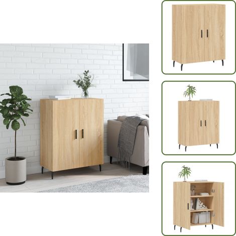 The Living Store Buffet chêne sonoma 69,5x34x90 cm bois d'ingénierie - Buffet chêne sonoma (1/5)