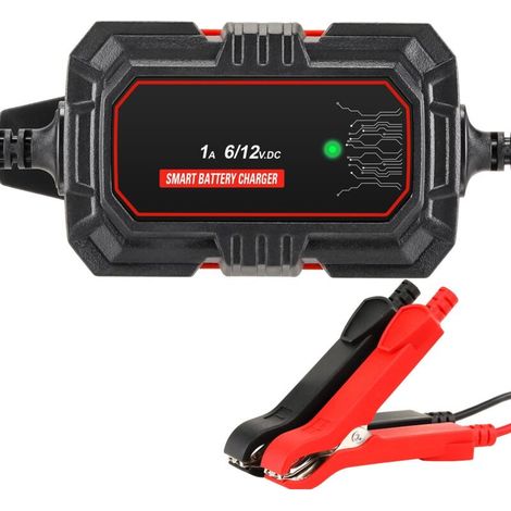 Chargeur de Batterie Intelligent 1A 6V/12V, Mainteneur de Chargeur Batterie Voiture pour Voiture, Moto, Camion (1/5)