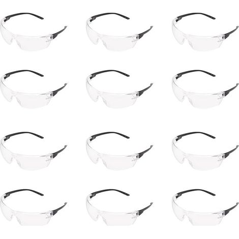 Basics Lunettes de sécurité (Transparent/noir), anti buée, lot de 12 (1/5)